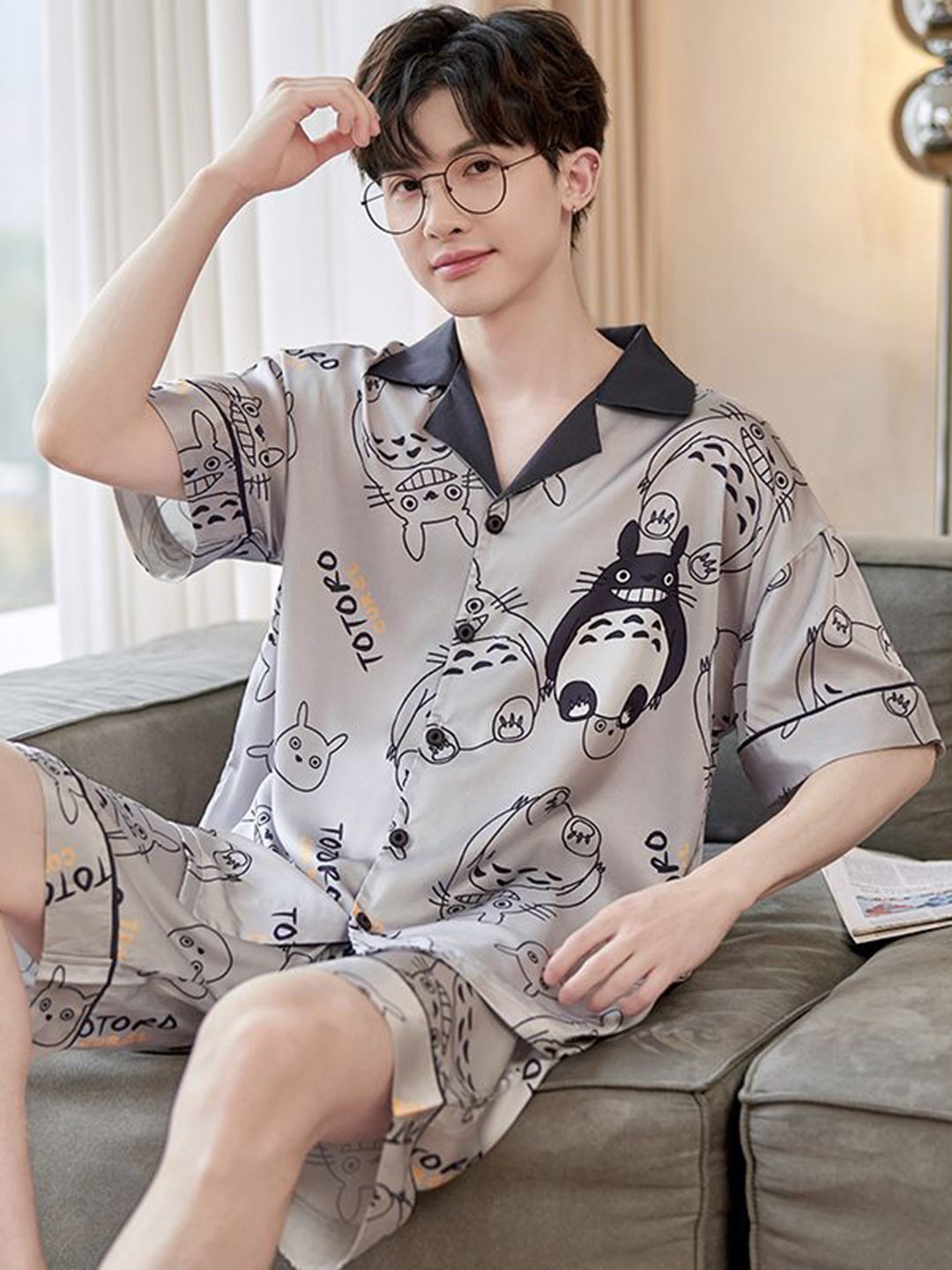 

StyleCast Graphic Printed Short With Shirt, Brown