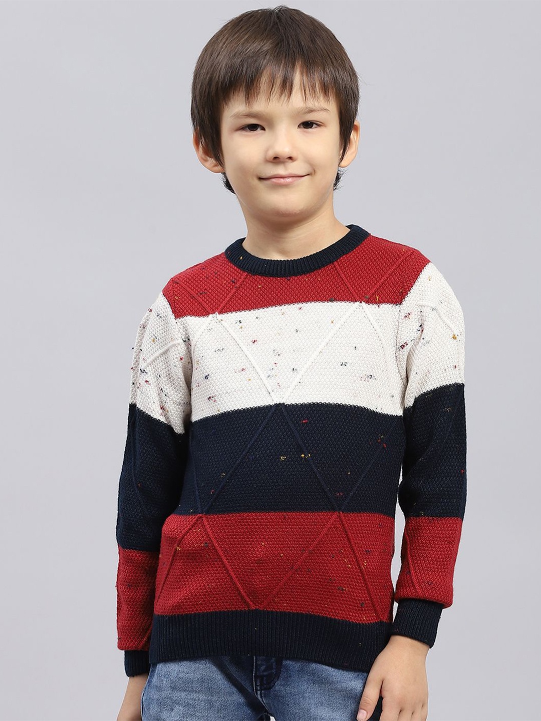 

Monte Carlo Boys Colourblocked Woollen Pullover, Black