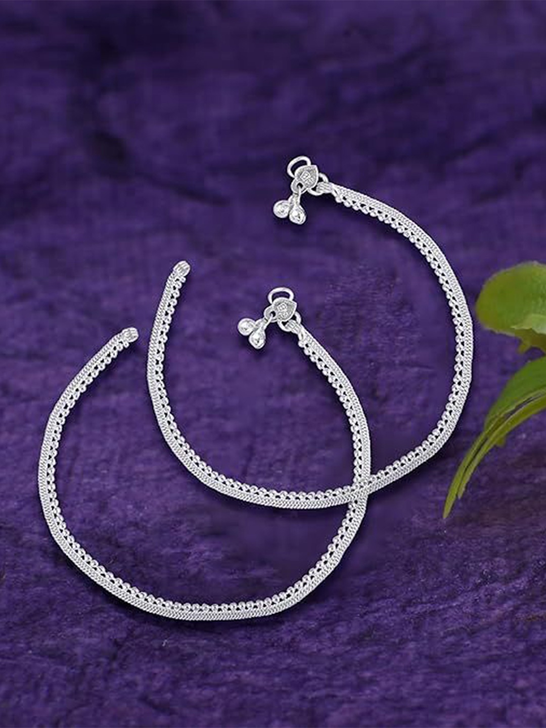 

Heer Collection Set Of 2 Silver-Plated Anklets