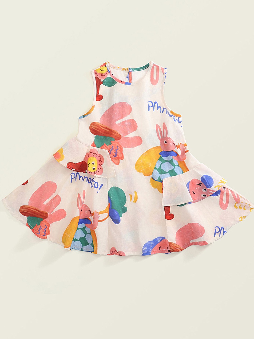 

LULU & SKY Girls Conversational Printed A-Line Dress, White