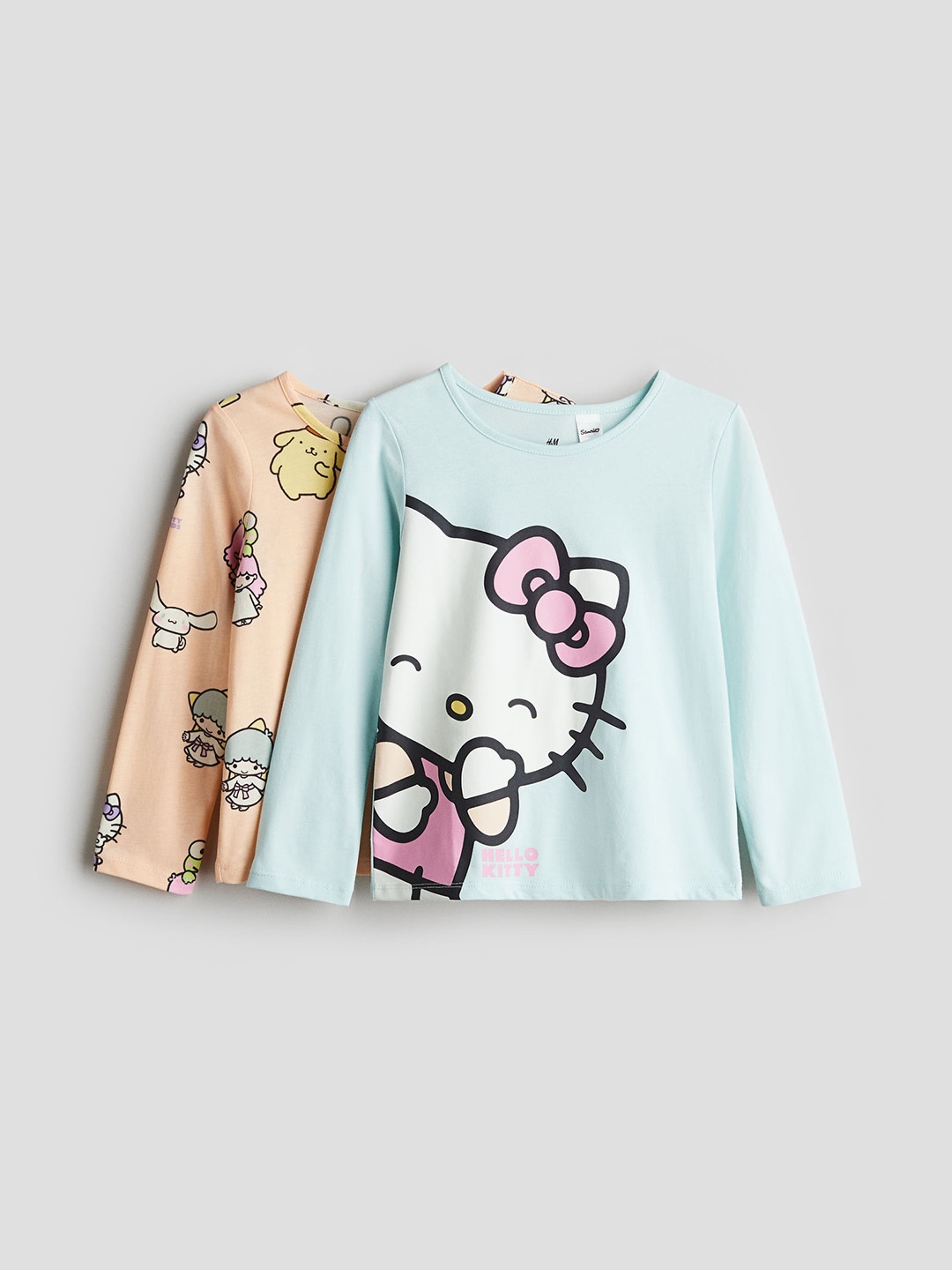 

H&M Girls 2-Pack Pure Cotton Long-Sleeved Jersey Tops, Blue