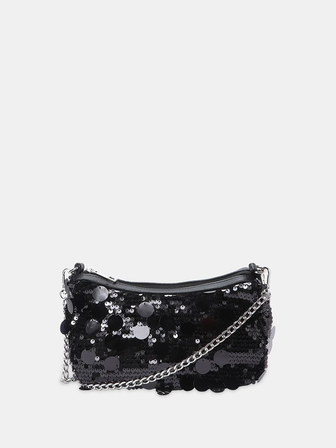 

Vero Moda Women Embellished Half Moon Sling Bags, Black