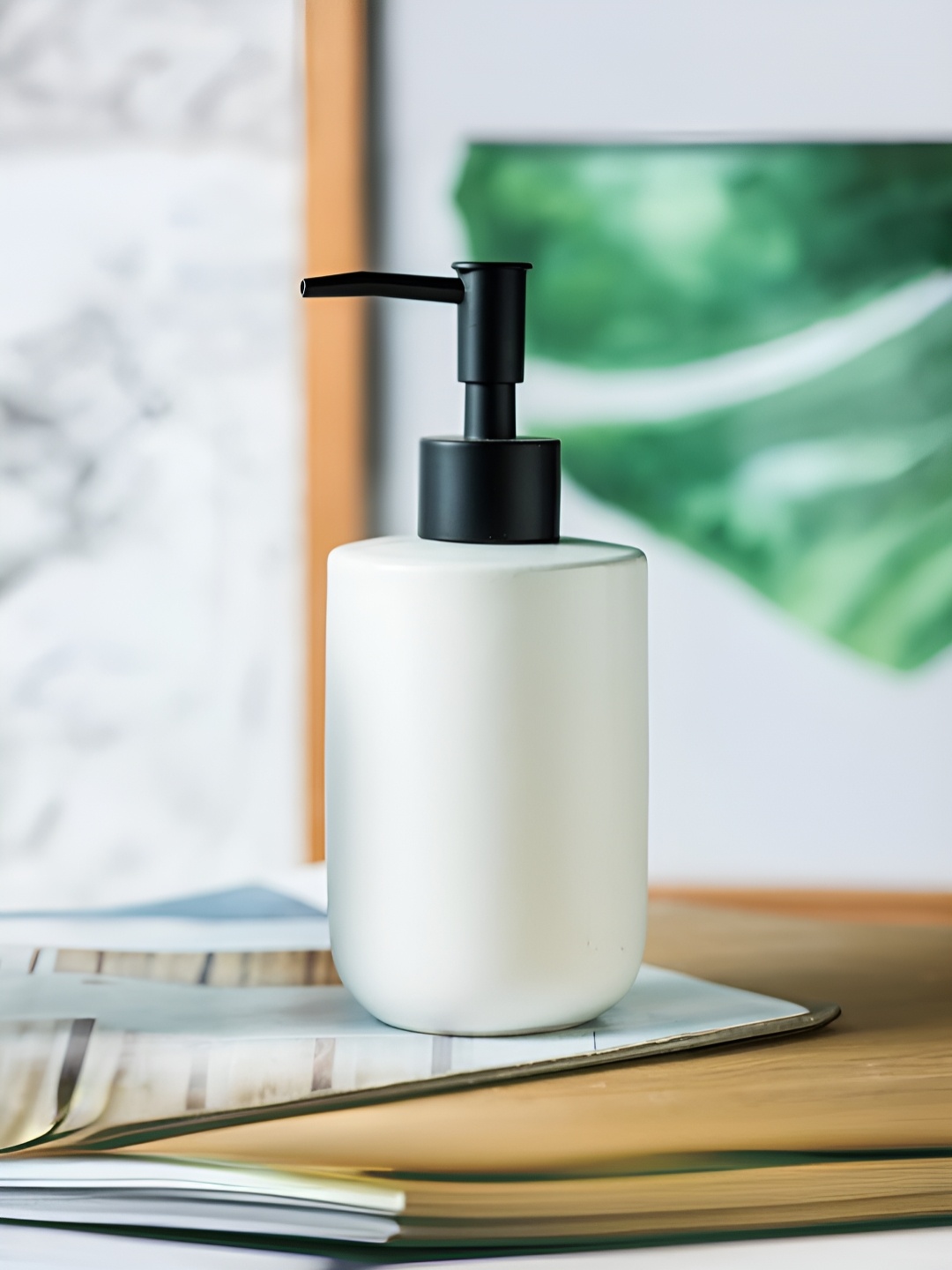 

The Better Home White & Black Ceramic Glossy Soap Dispenser 350 ml