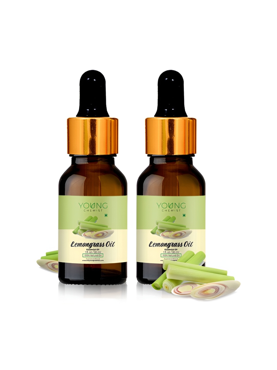 

YOUNG CHEMIST Set Of 2 Lemongrass Essential Oil For Skin & Hair - 30 ml Each, Green