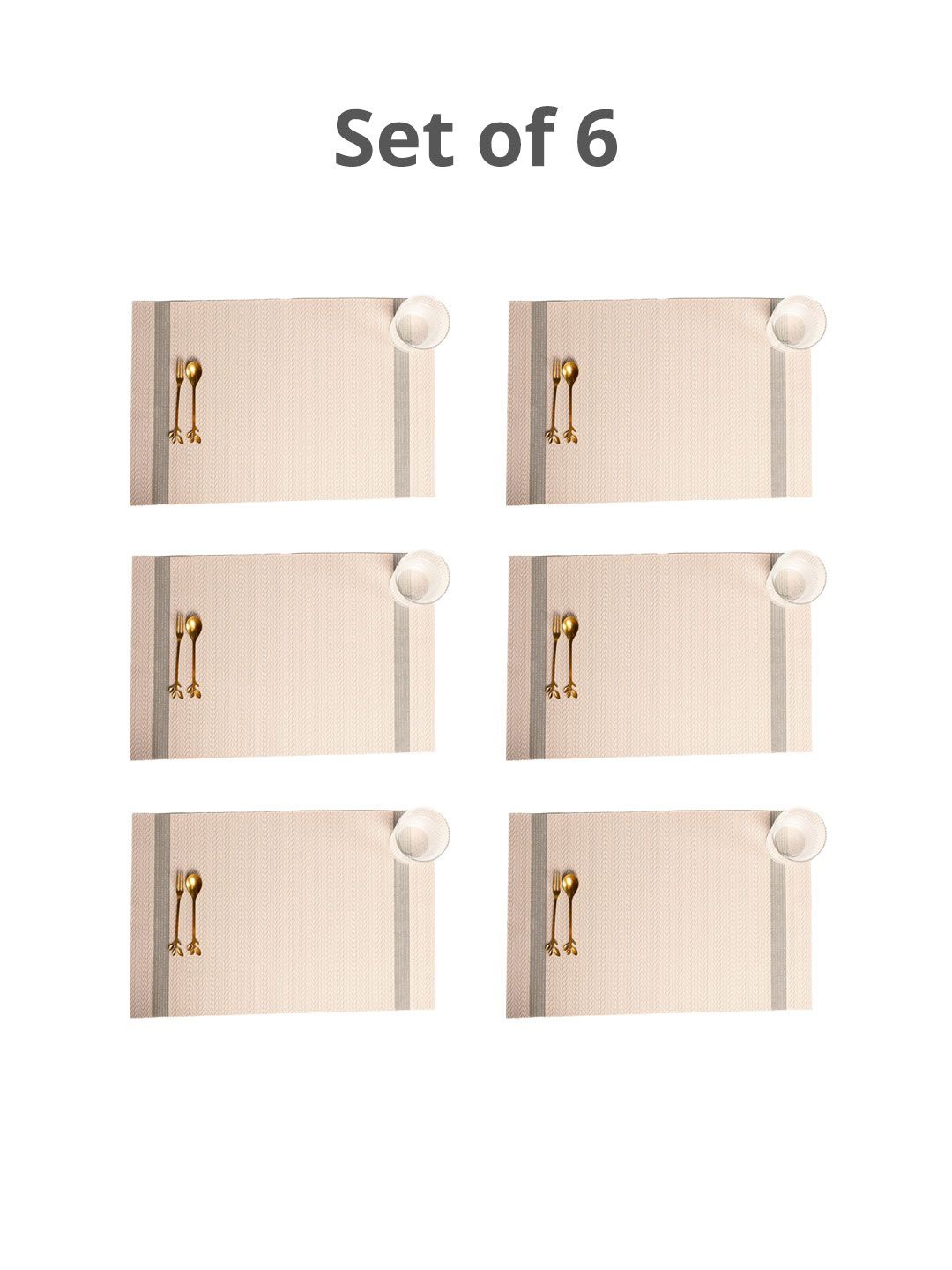 

MARKET99 Cream 6 Pieces Textured Rectangle Table Placemats