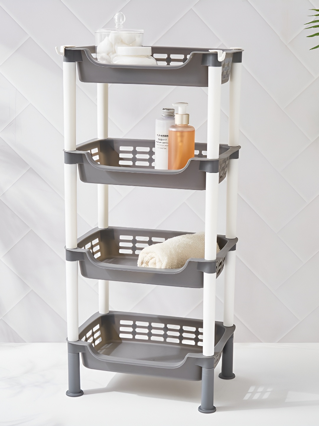 

Home Centre Omnia Roaster Grey 4-Tier Shelf Organisers