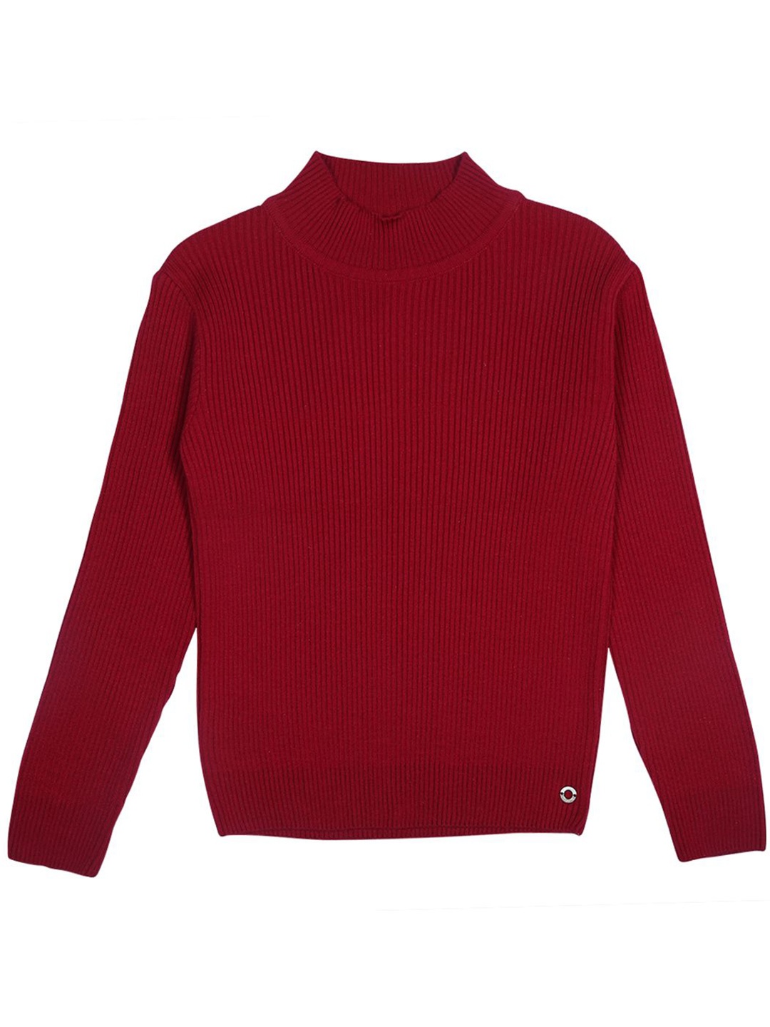 

Gini and Jony Girls Acrylic Ribbed Turtle Neck Long Sleeves Pullover, Maroon