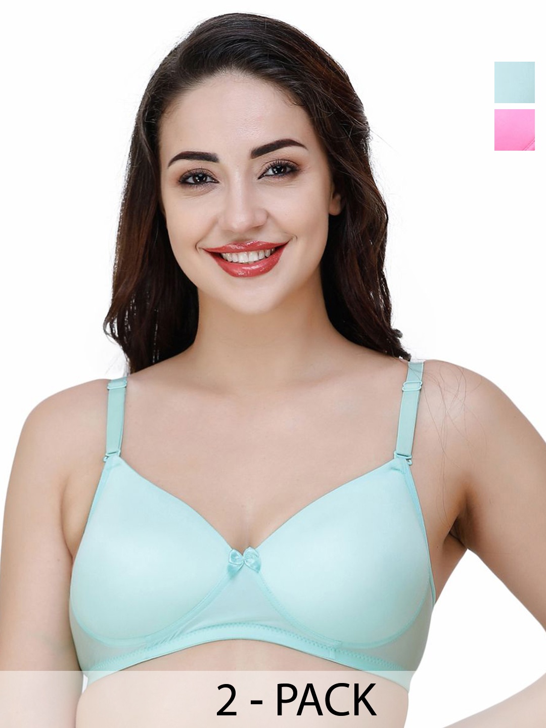 

College Girl Pack Of 2 Full Coverage Lightly Padded T-shirt Bra, Green