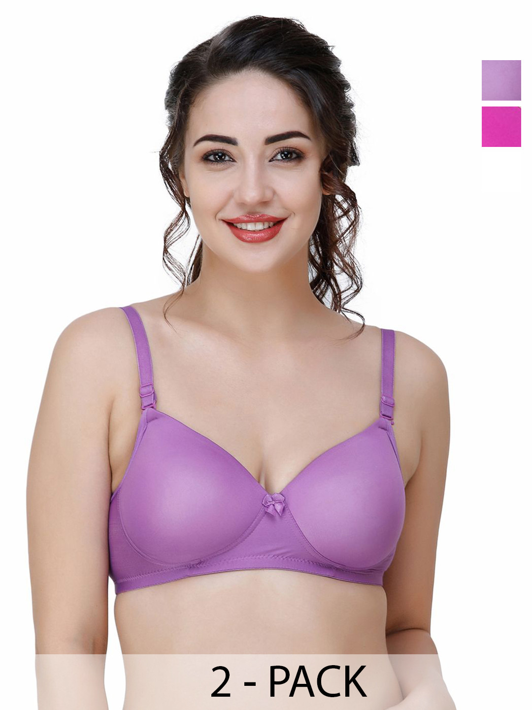 

College Women Pack Of 2 Full Coverage Lightly Padded T-shirt Bra, Purple