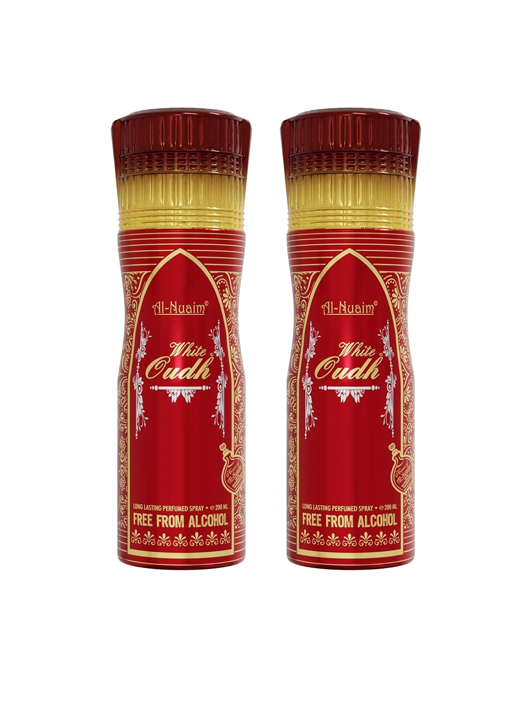 

Al-Nuaim Set of 2 White Oudh Alcohol-Free Long Lasting Deodorant - 200 ml each, Red