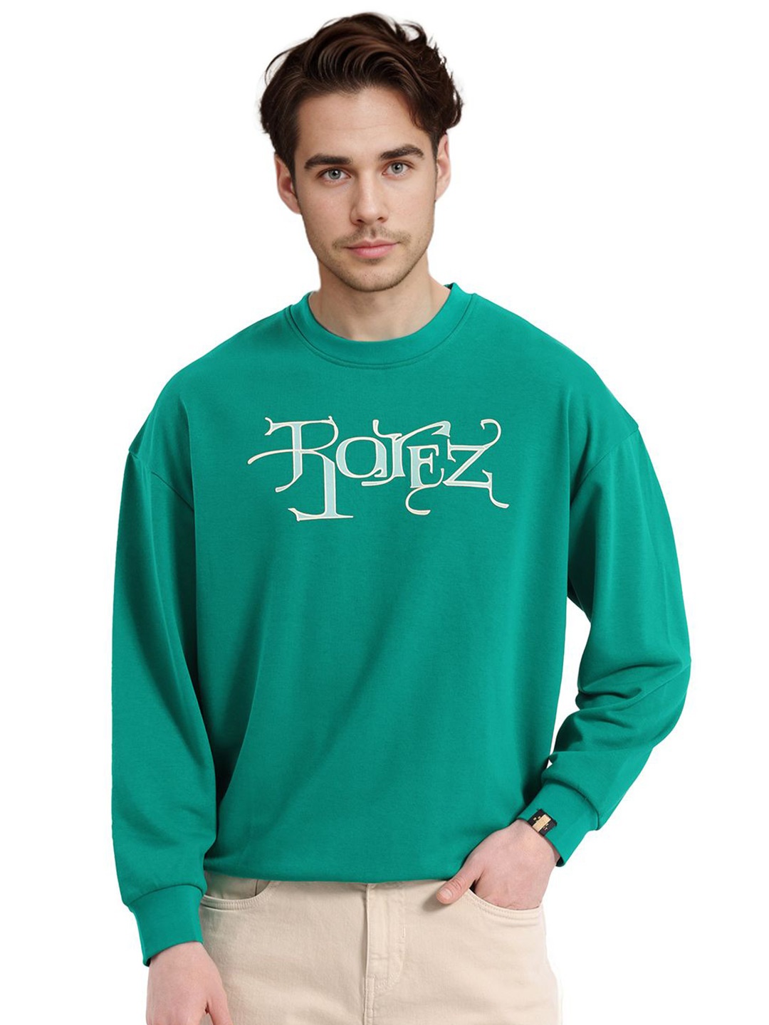 

RARE RABBIT Men Printed Round Neck Sweatshirt, Green