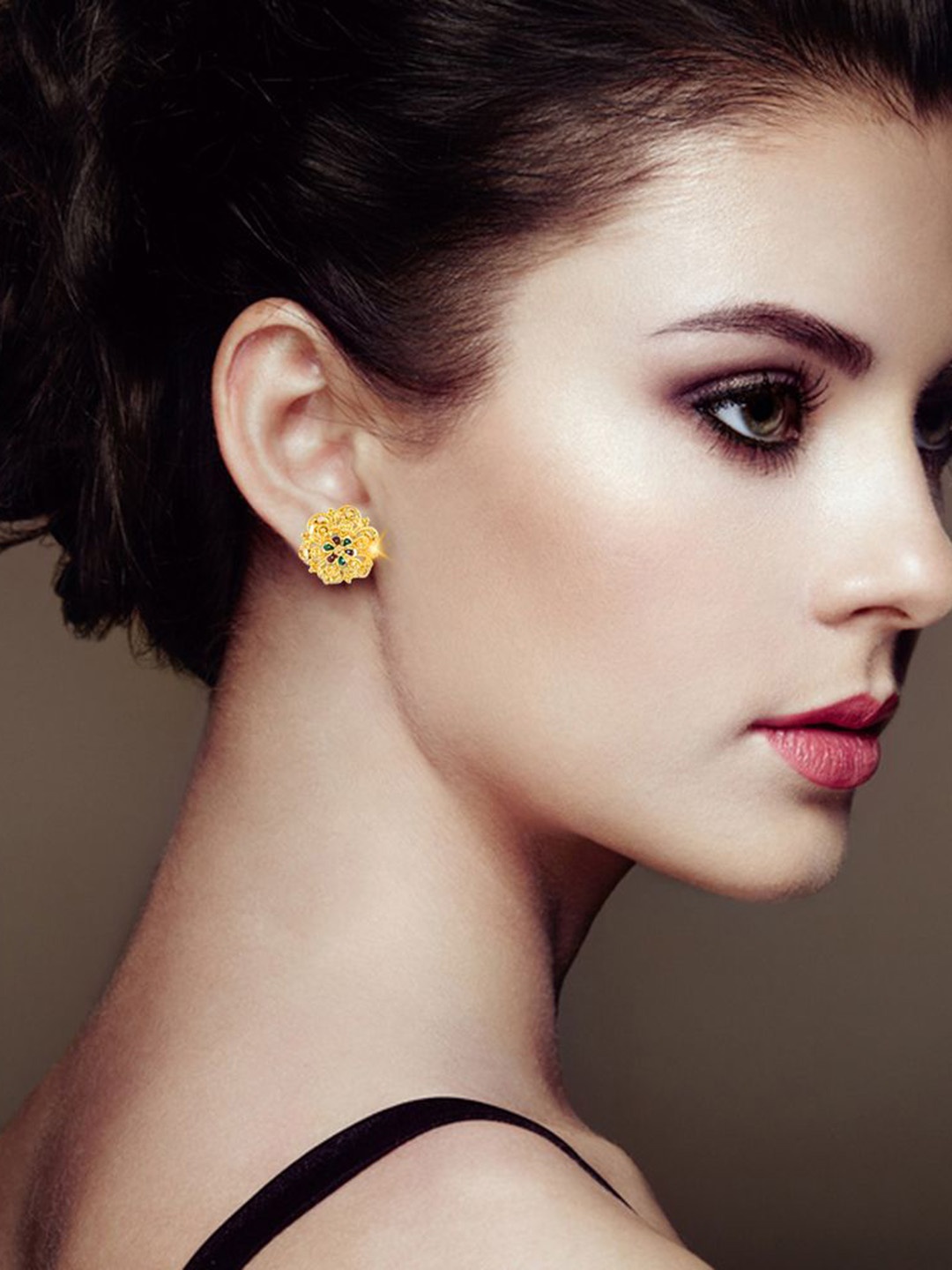 

DIVASTRI Set Of 4 Gold-Plated Circular Studs Earrings