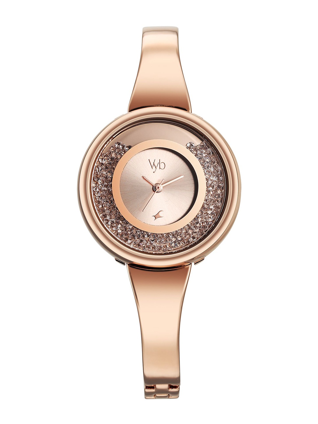 

Fastrack Women Embellished Dial & Bracelet Style Straps Analogue Watch FV60028WM01W, Rose gold
