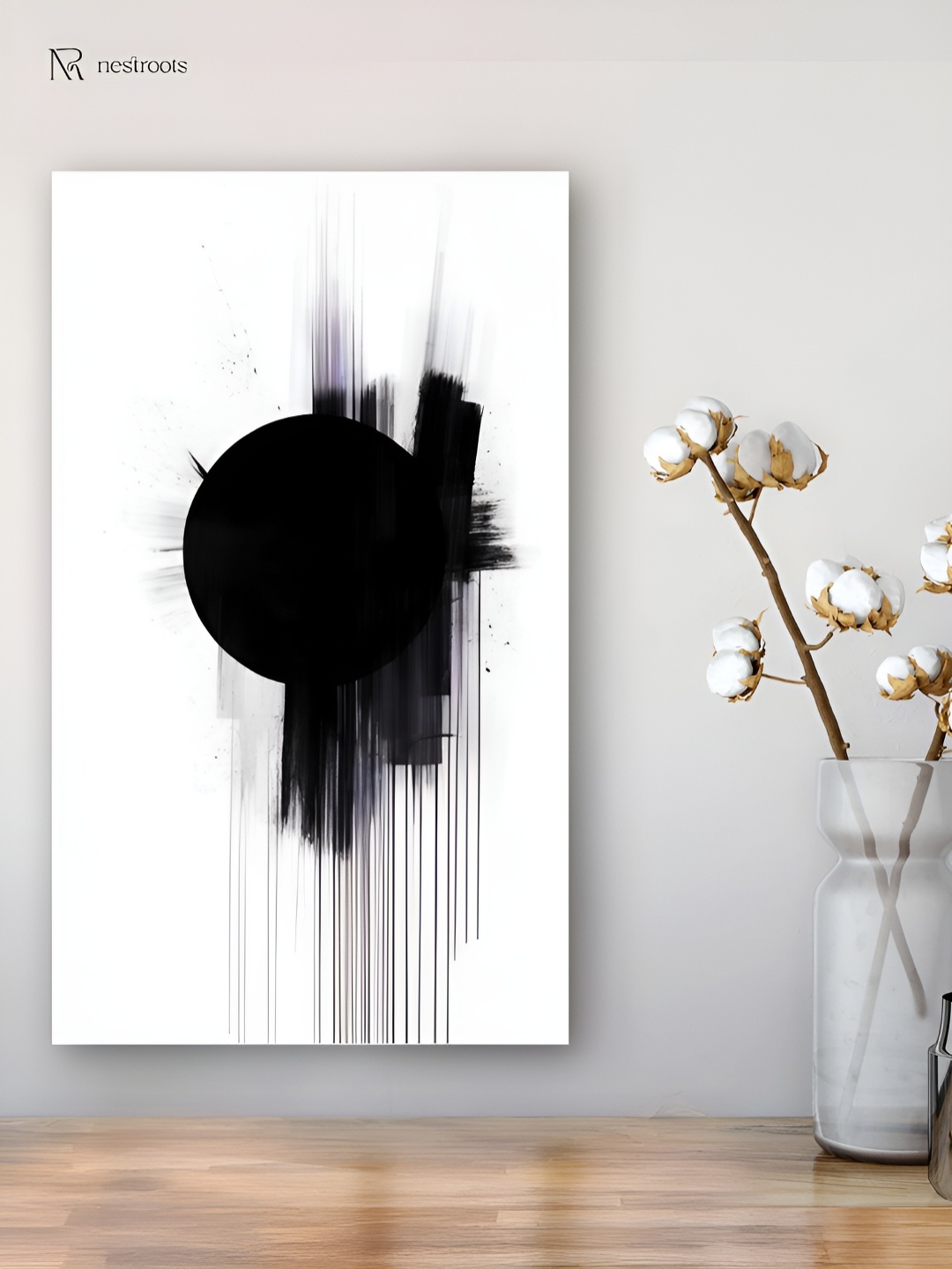 

nestroots White & Black Canvas Abstract Painting Wall Art