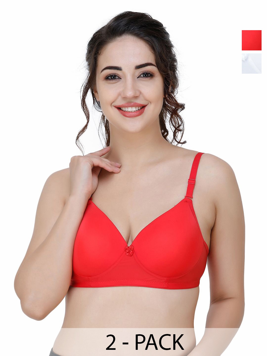 

College Girl Pack Of 2 Full Coverage Lightly Padded T-shirt Bra, Red