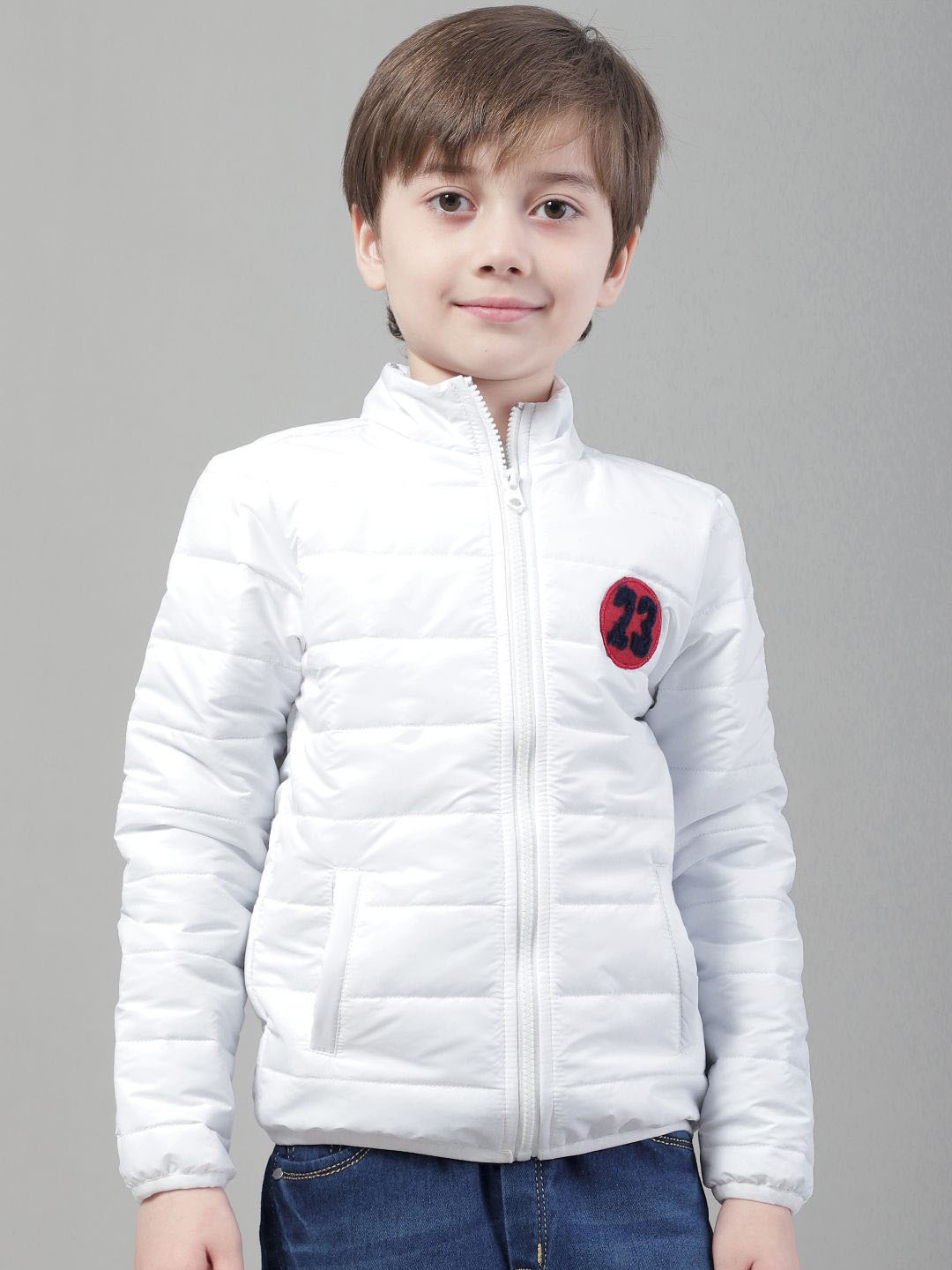 

HOUSE OF VEDAS Boys Mock Collar Solid Casual Padded Jacket, White