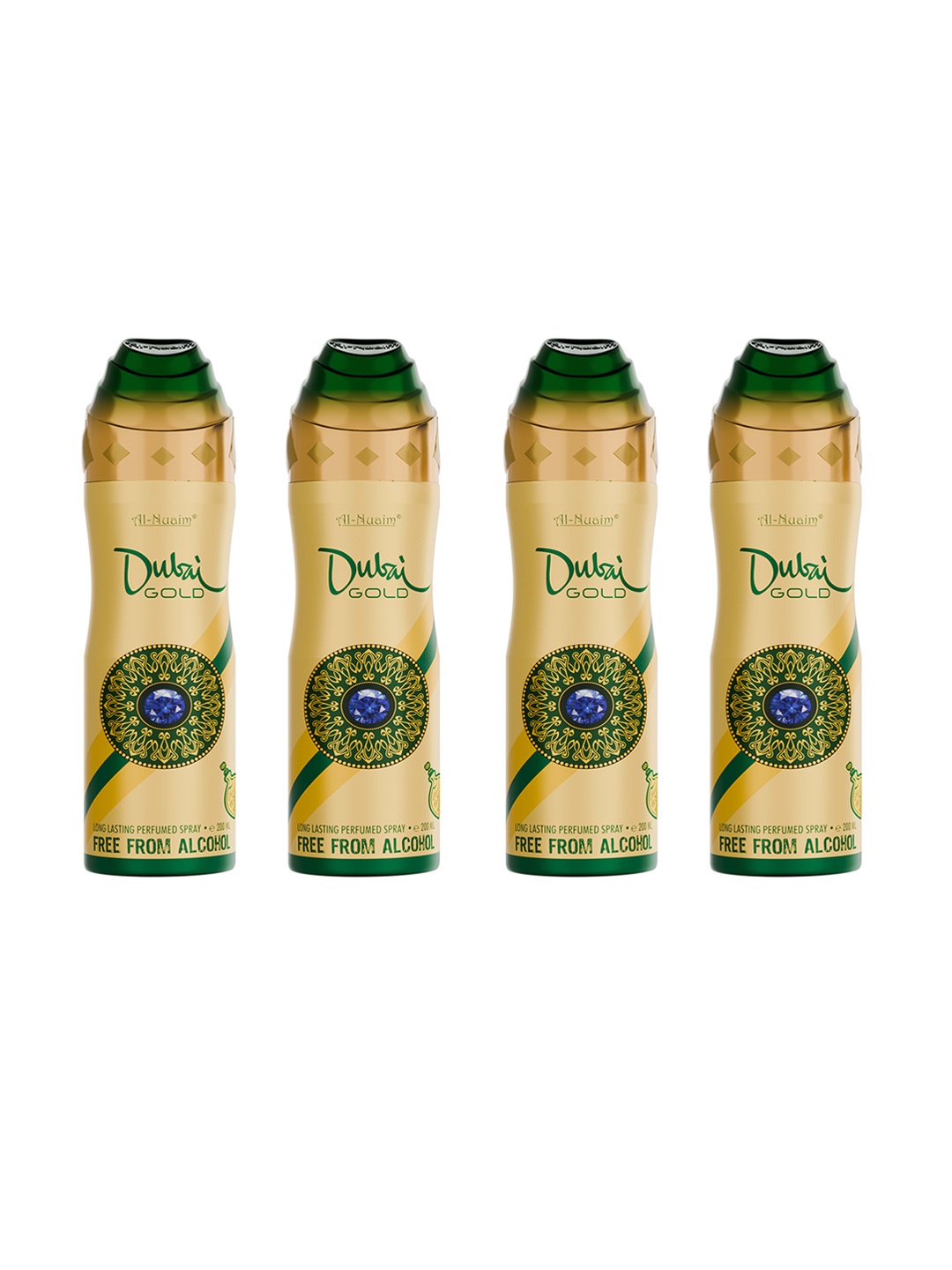 

Al-Nuaim Men Set of 4 Dubai Gold Alcohol Free Long Lasting Deodorant - 200 ml each