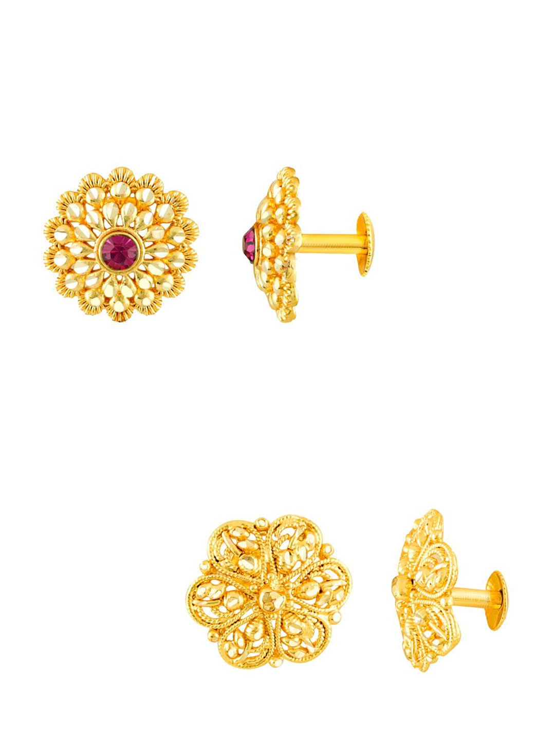 

DIVASTRI Set Of 4 Gold-Plated Stone Studded Circular Studs
