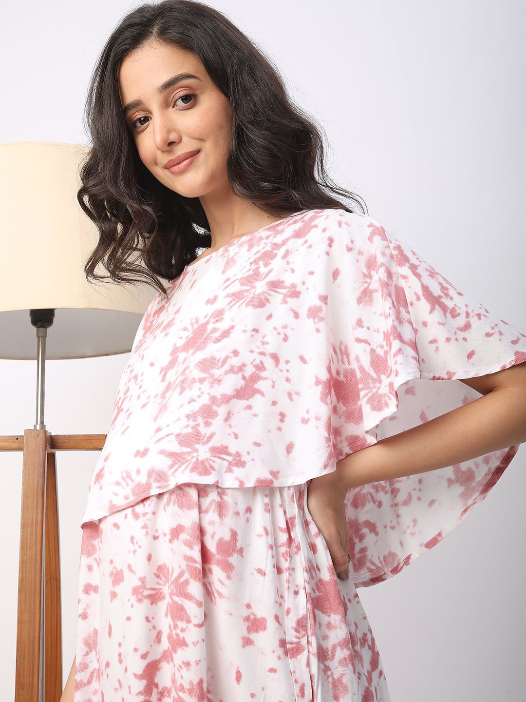 

Mystere Paris Tie and Dye Print Maternity Fit & Flare Maxi Dress, White