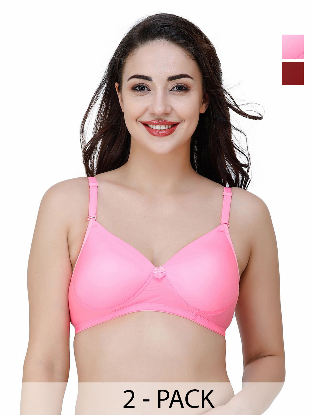 

College Girl Women Pack Of 2 Full Coverage Lightly Padded Bra, Pink