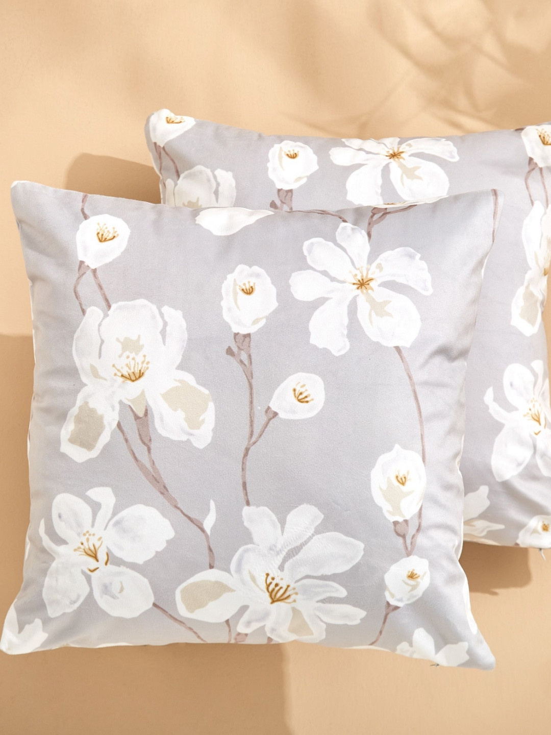 

Home Centre Lavish Amphora Grey & White 2 Pieces Floral Printed Square Cushion Covers