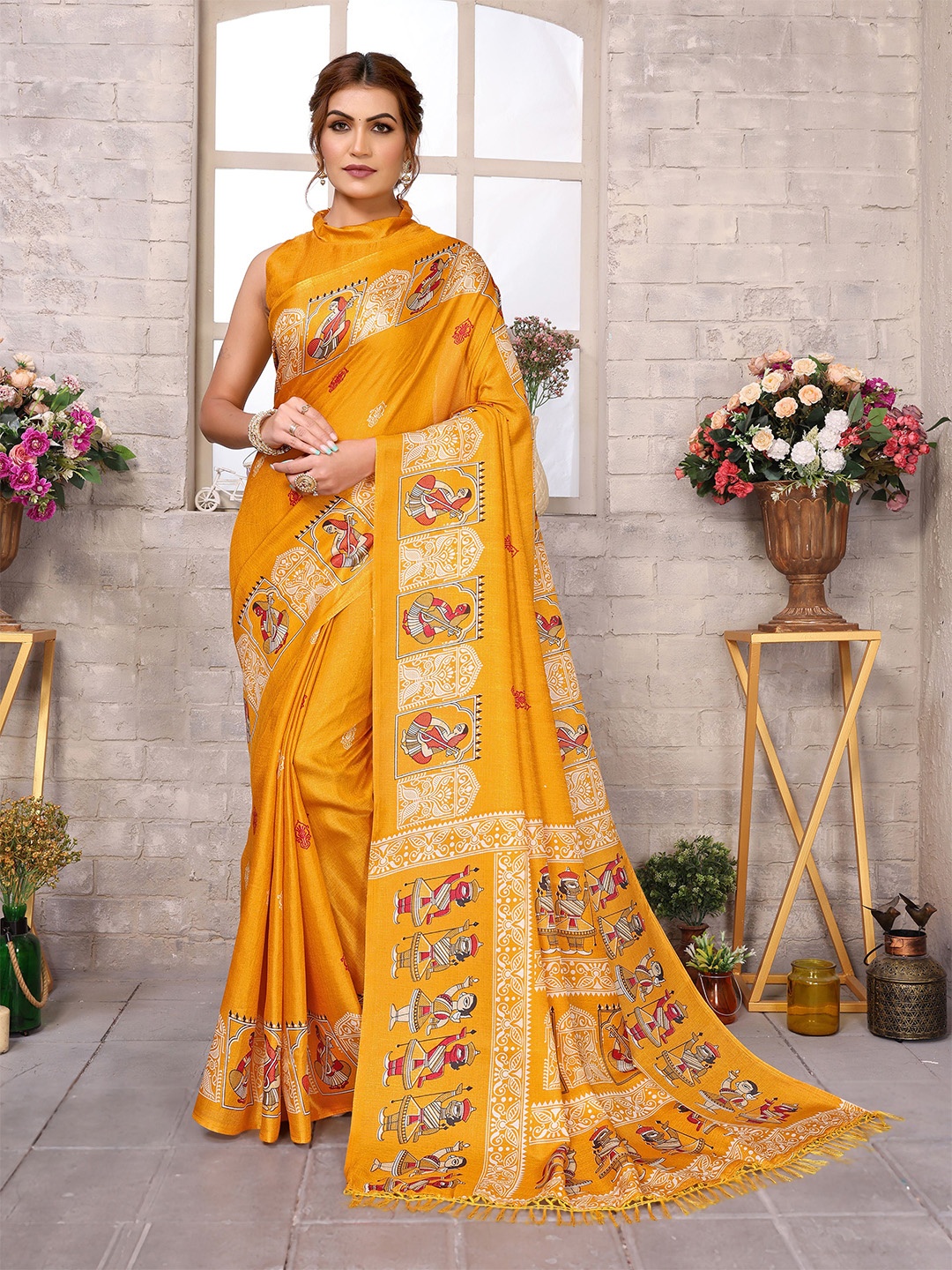 

KALINI Ethnic Motifs Printed Saree, Yellow