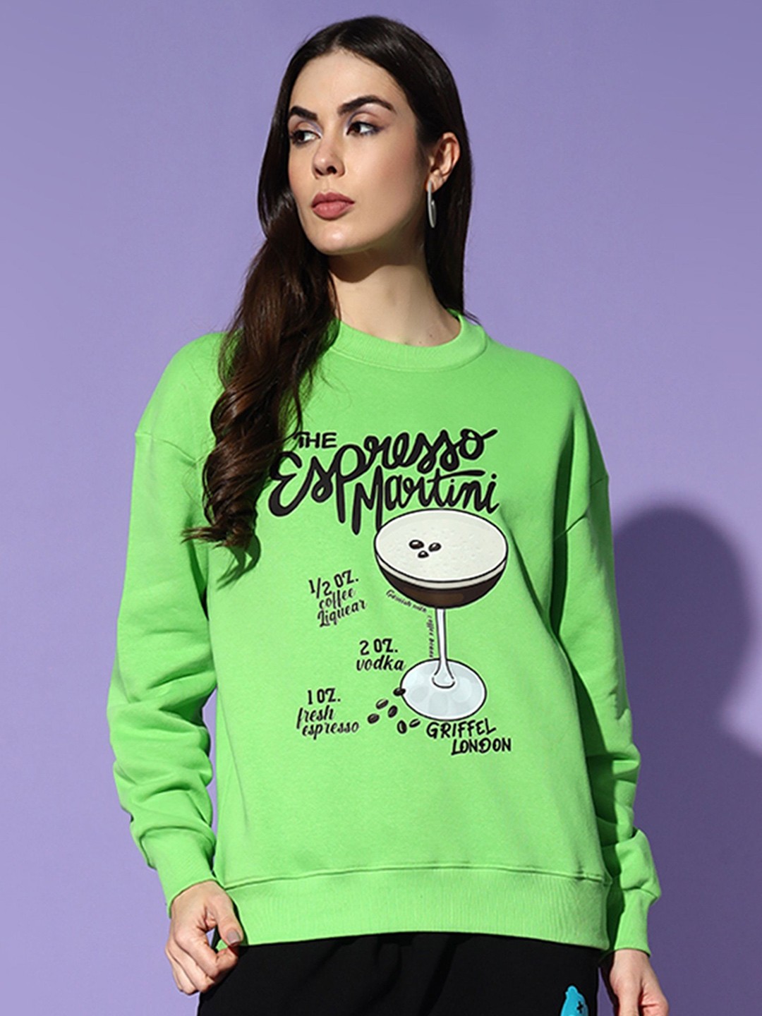 

GRIFFEL Women Graphic Printed Sweatshirt, Green