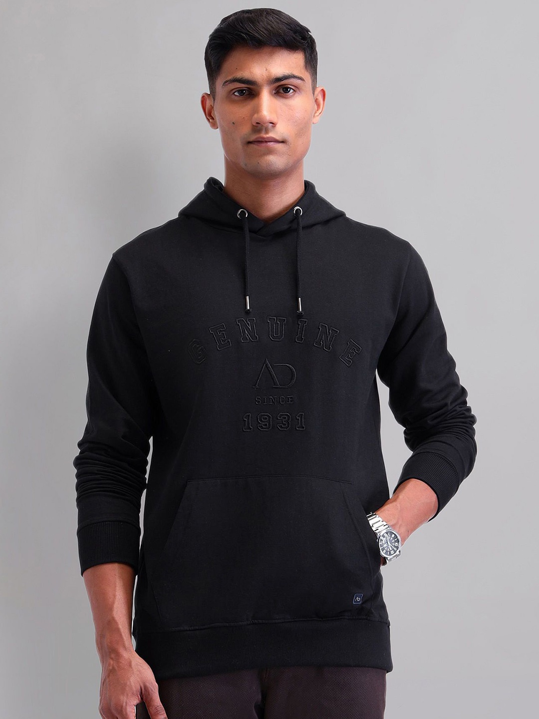 

AD By Arvind Men Graphic Printed Cotton Sweatshirt, Black