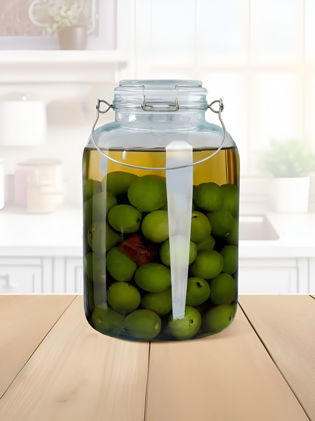 

The Better Home Transparent Glass Easy to Clean Jar With Buckle Lid & Wide Mouth 3L