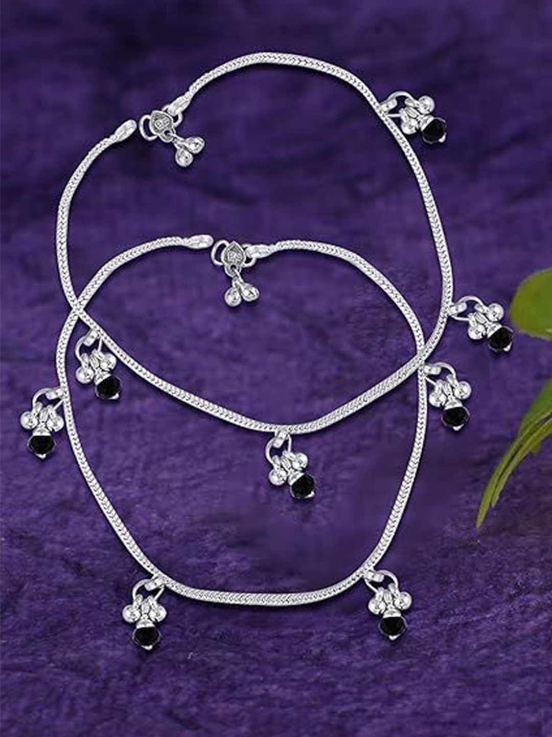 

Heer Collection Set Of 2 Silver-Plated Anklets