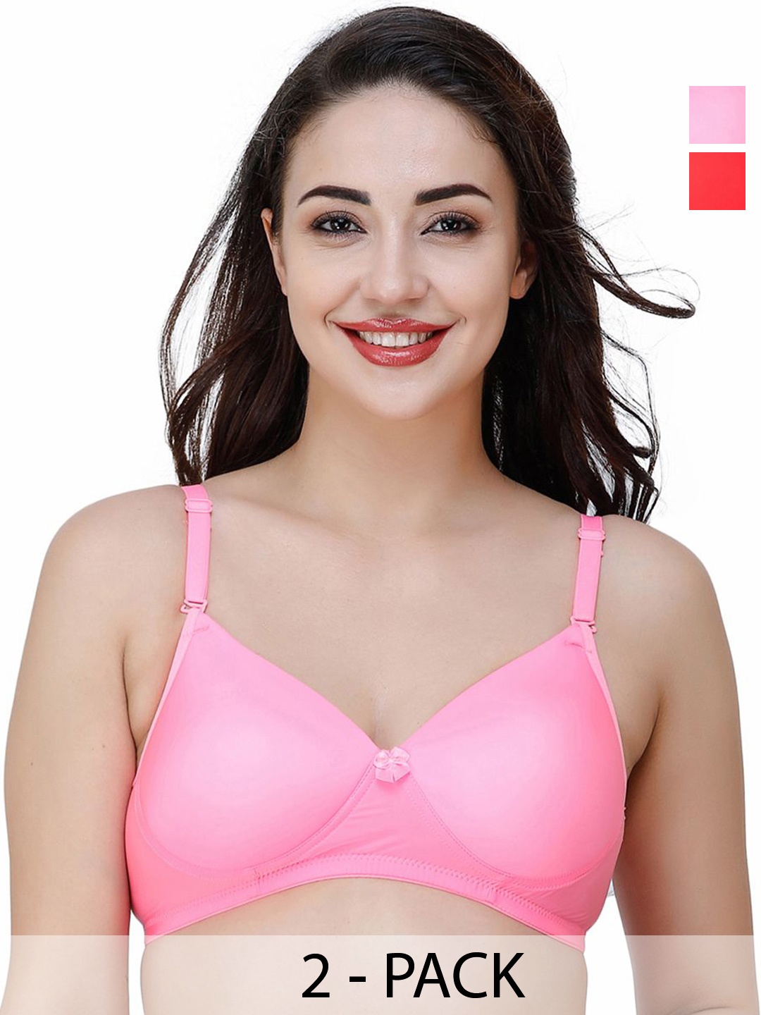 

College Girl Pack Of 2 Medium Coverage Lightly Padded T-shirt Bra, Pink