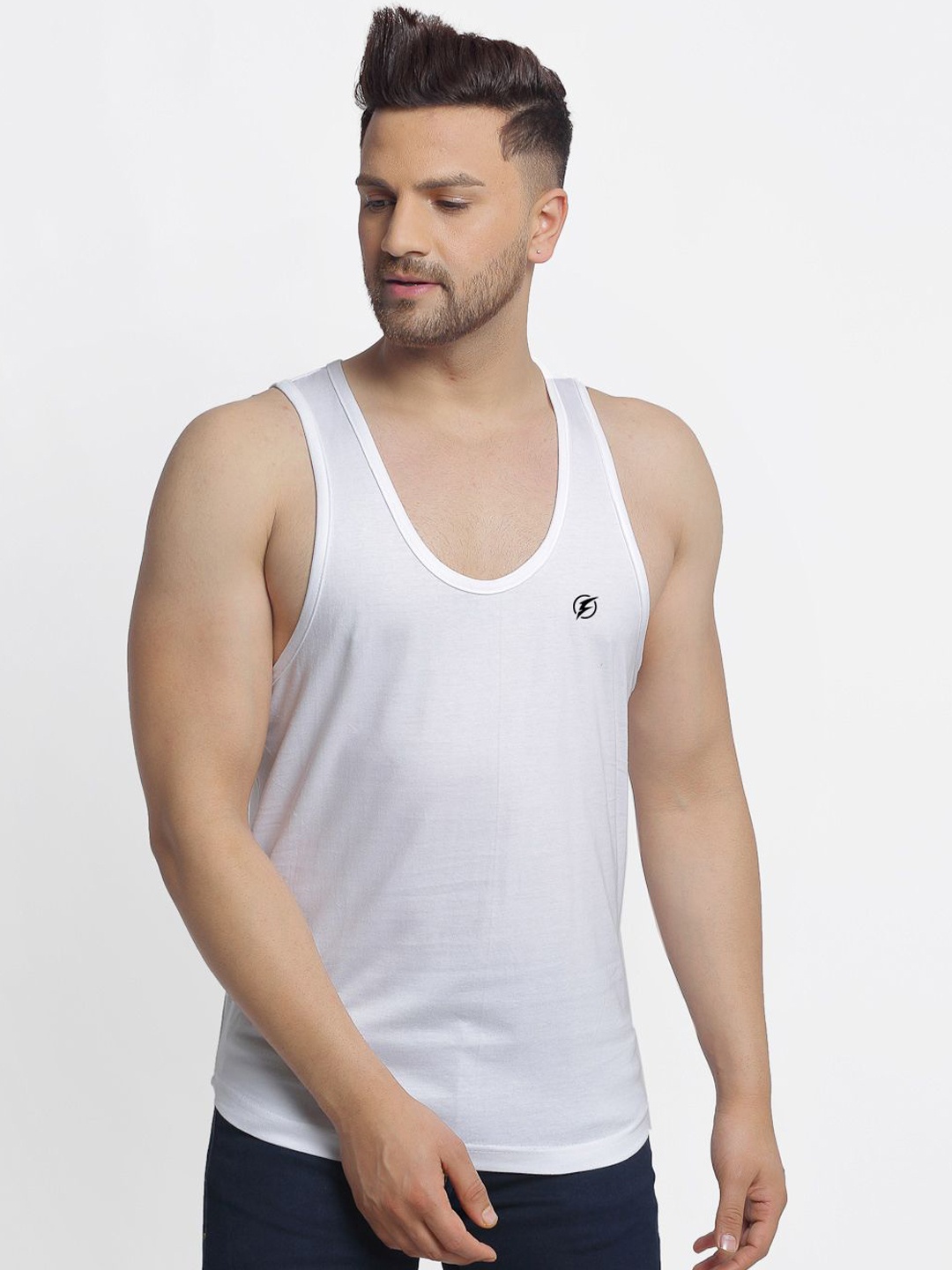 

Friskers Pure Cotton Gym Innerwear Vests 151024C646-02, White