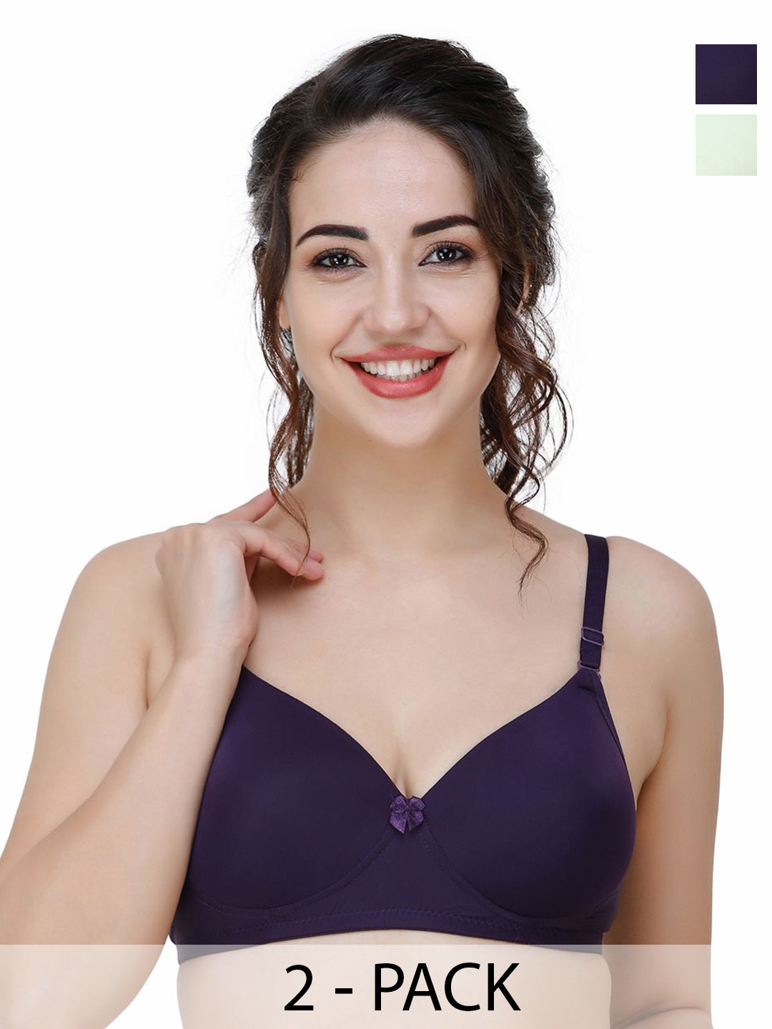 

College Girl Pack Of 2 Full Coverage Lightly Padded T-shirt Bra, Purple