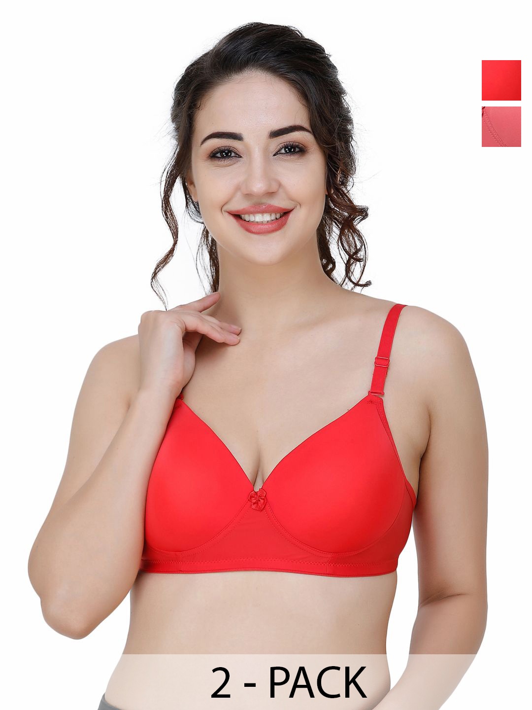 

College Girl Pack Of 2 Full Coverage Lightly Padded T-shirt Bra, Red