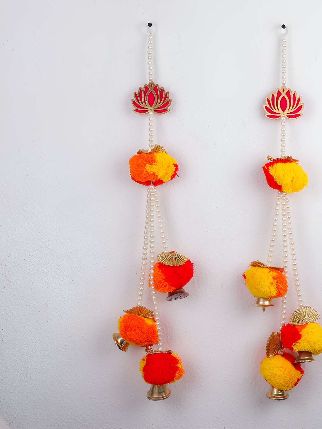 

Archies Yellow & Red 2 Pieces Lotus with Bells Entrance Door Hangings With Bells