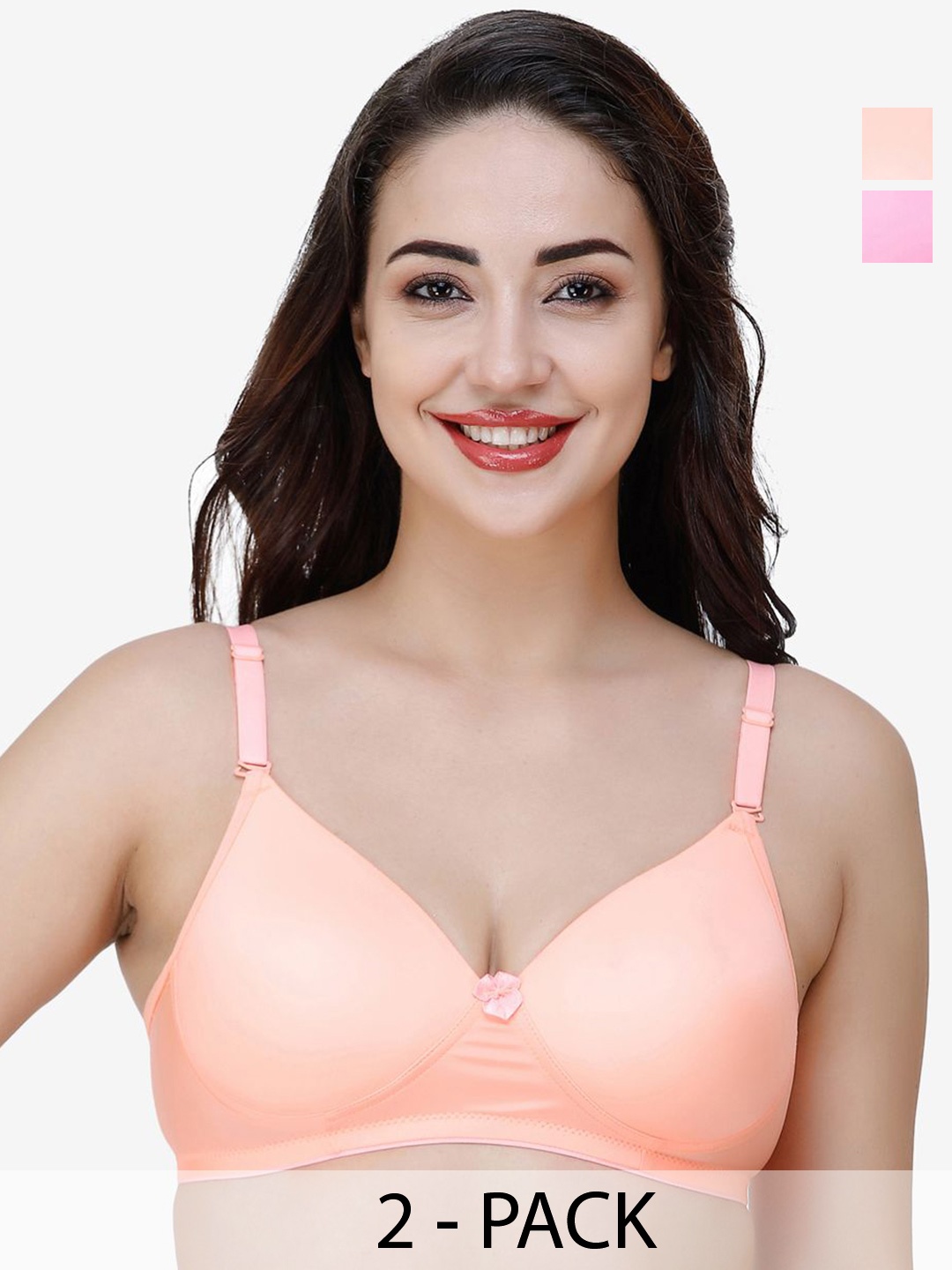 

College Girl Pack Of 2 Full Coverage Lightly Padded T-shirt Bra, Orange
