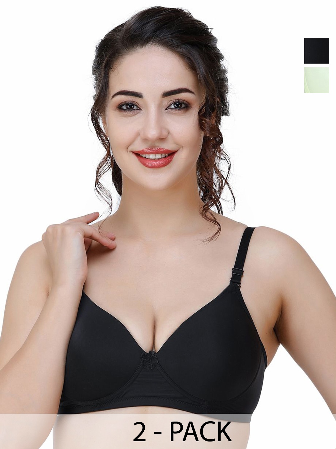 

College Girl Pack Of 2 Full Coverage Lightly Padded T-shirt Bra, Black