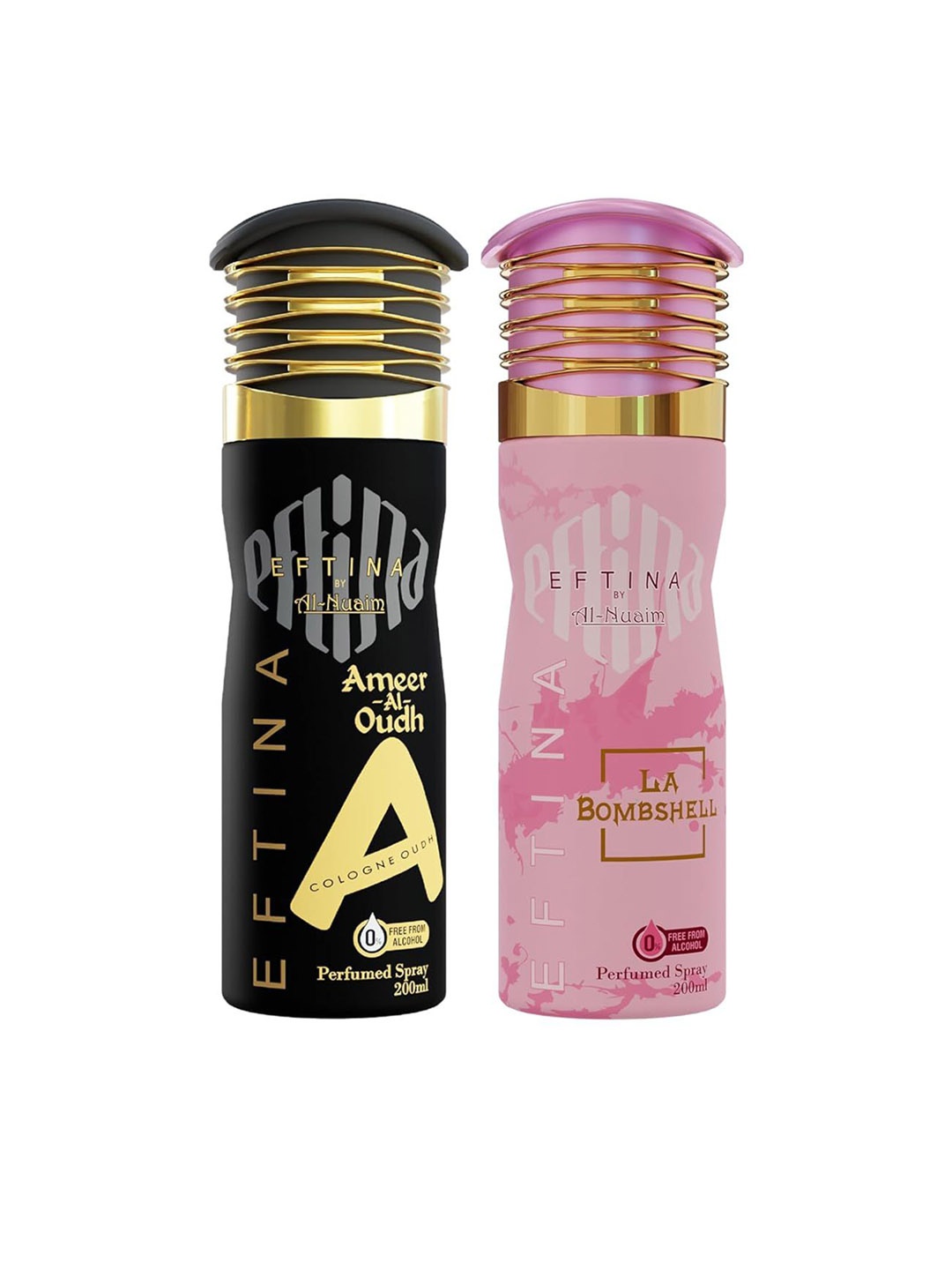 

Al-Nuaim Set Of 2 Ameer Al Oudh & La Bomshell Deodorant - 200 ml Each, Black