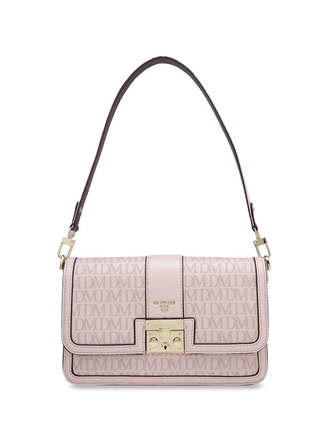 

Da Milano Women Textured Structured Leather Shoulder Bag, Pink