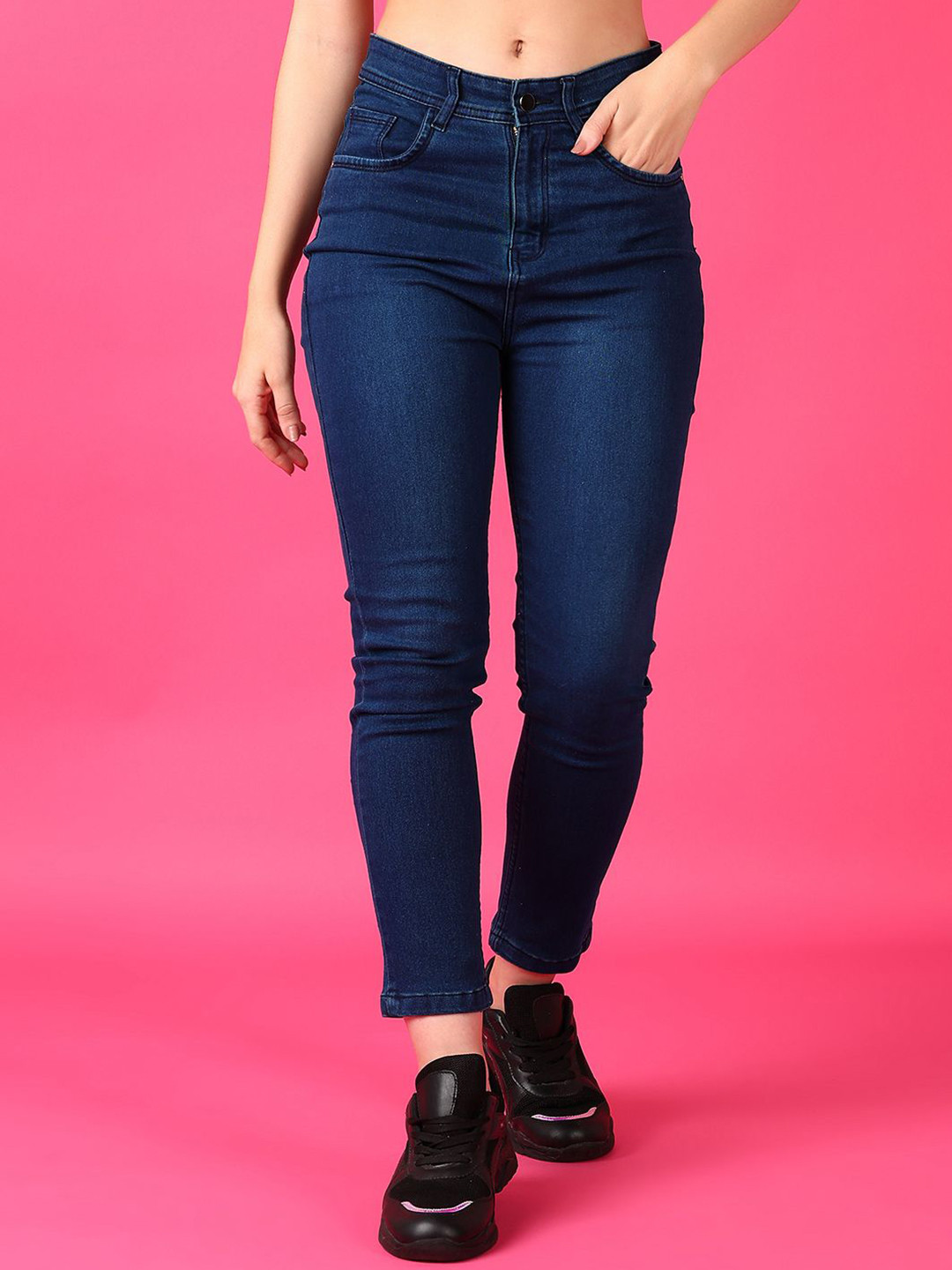 

V-Mart Women High-Rise Light Fade Stretchable Regular Fit Jeans, Blue