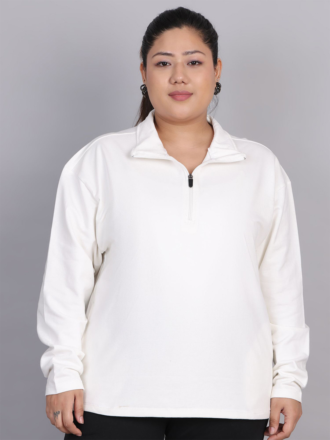 

Rute Women Pure Cotton Front-Open Sweatshirt, White