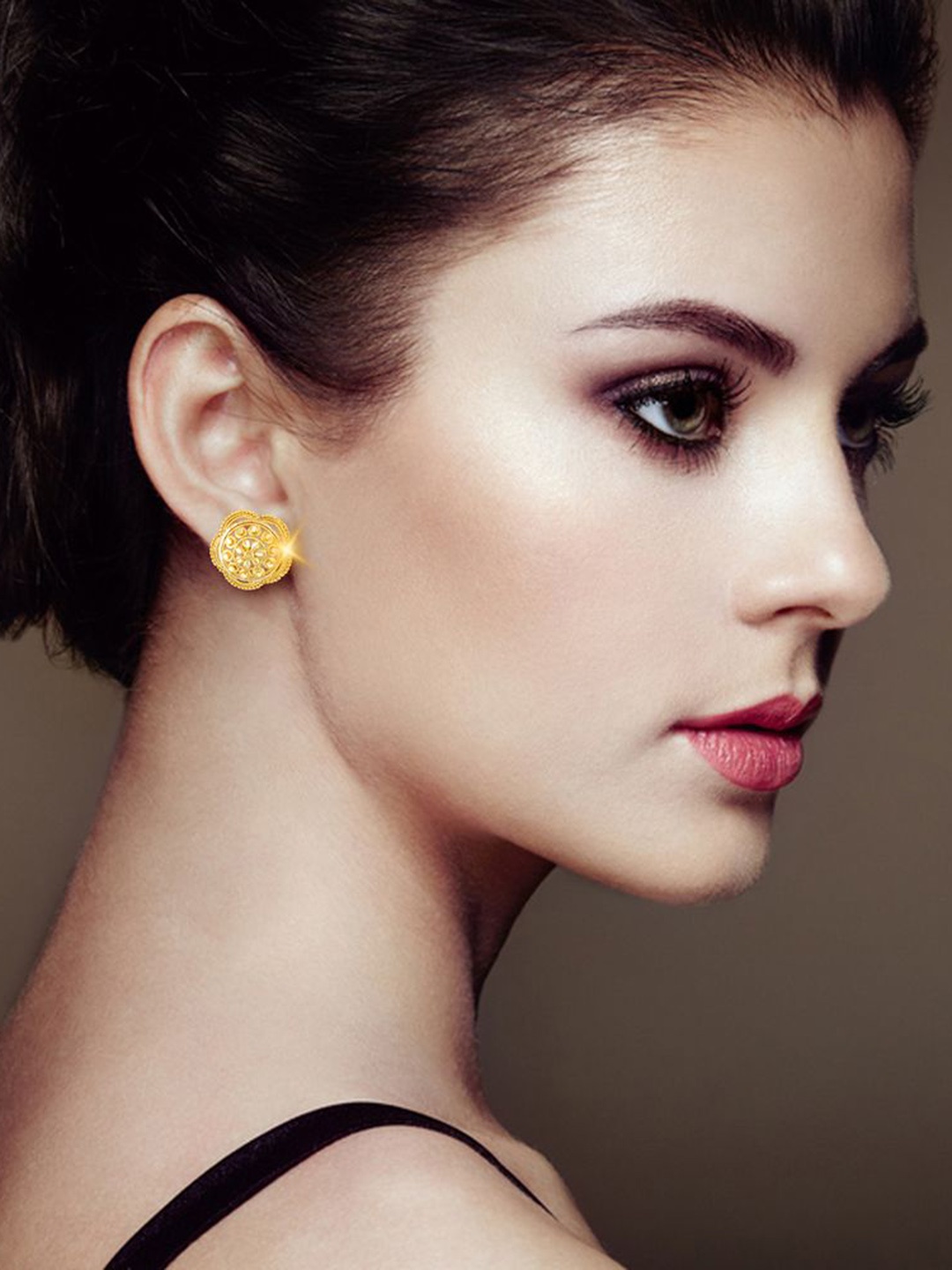 

DIVASTRI Set of 4 Gold-Plated Circular Studs Earrings