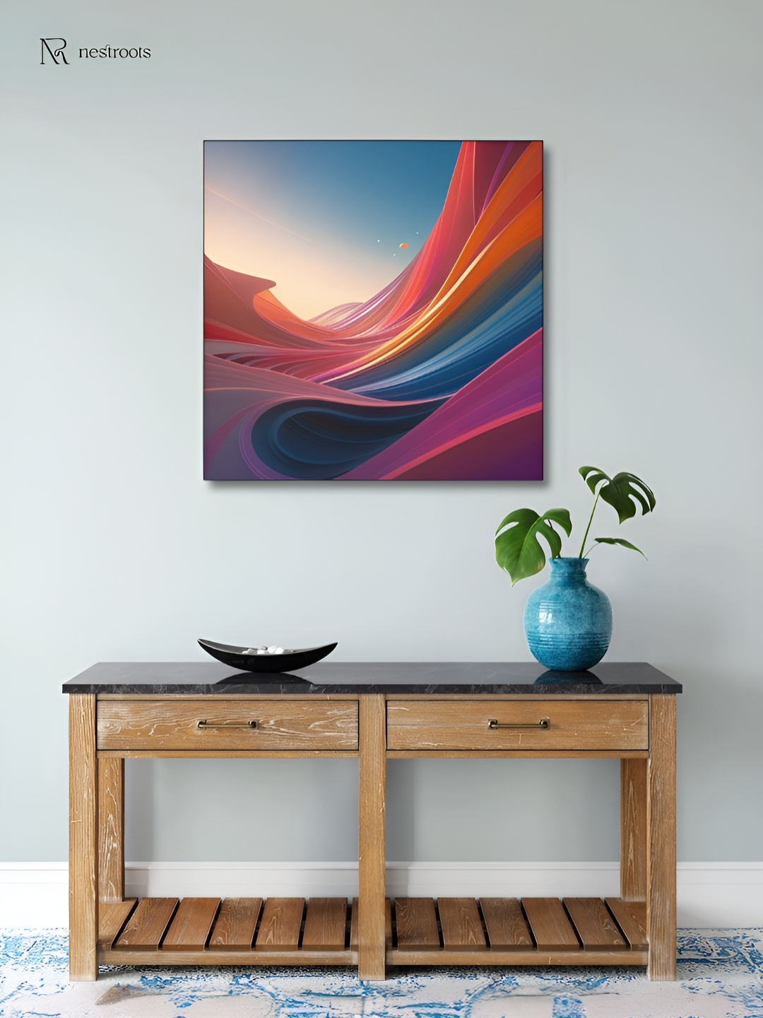 

nestroots Blue & Purple Printed Canvas Wall Art