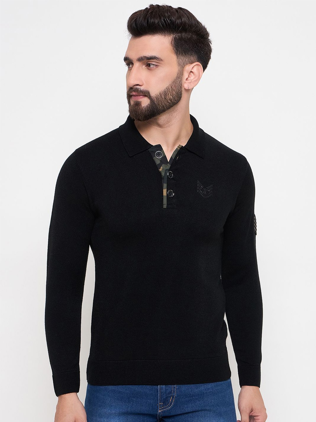 

Duke Men Round Neck Long Sleeves Pullover, Black