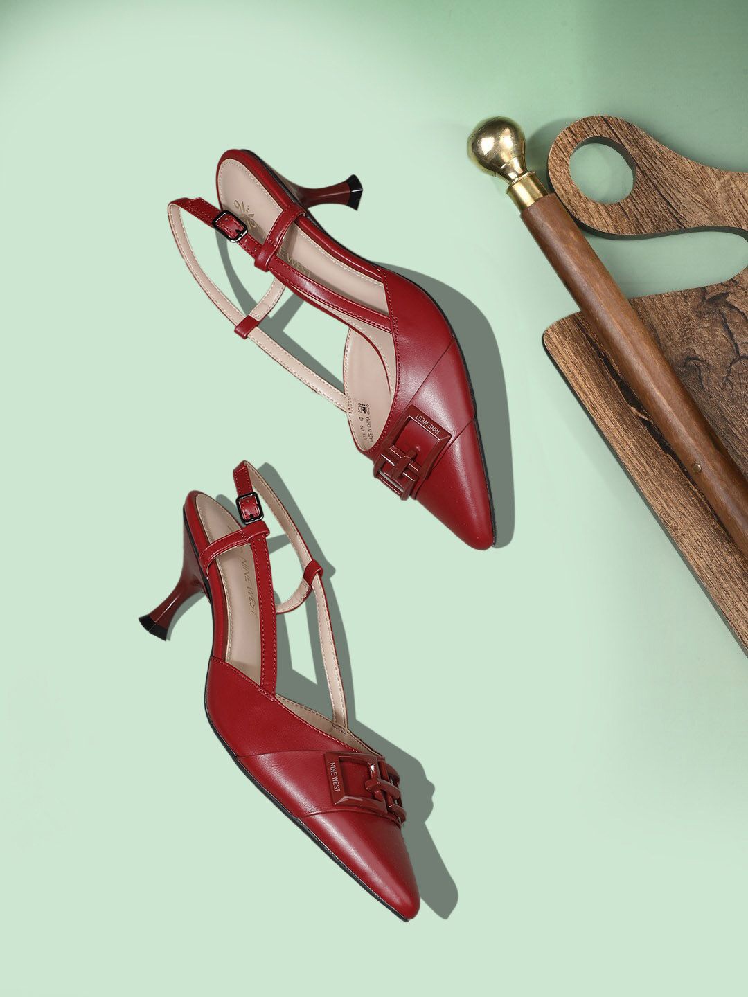 

Nine West PU Comfort Pumps with Buckles, Maroon