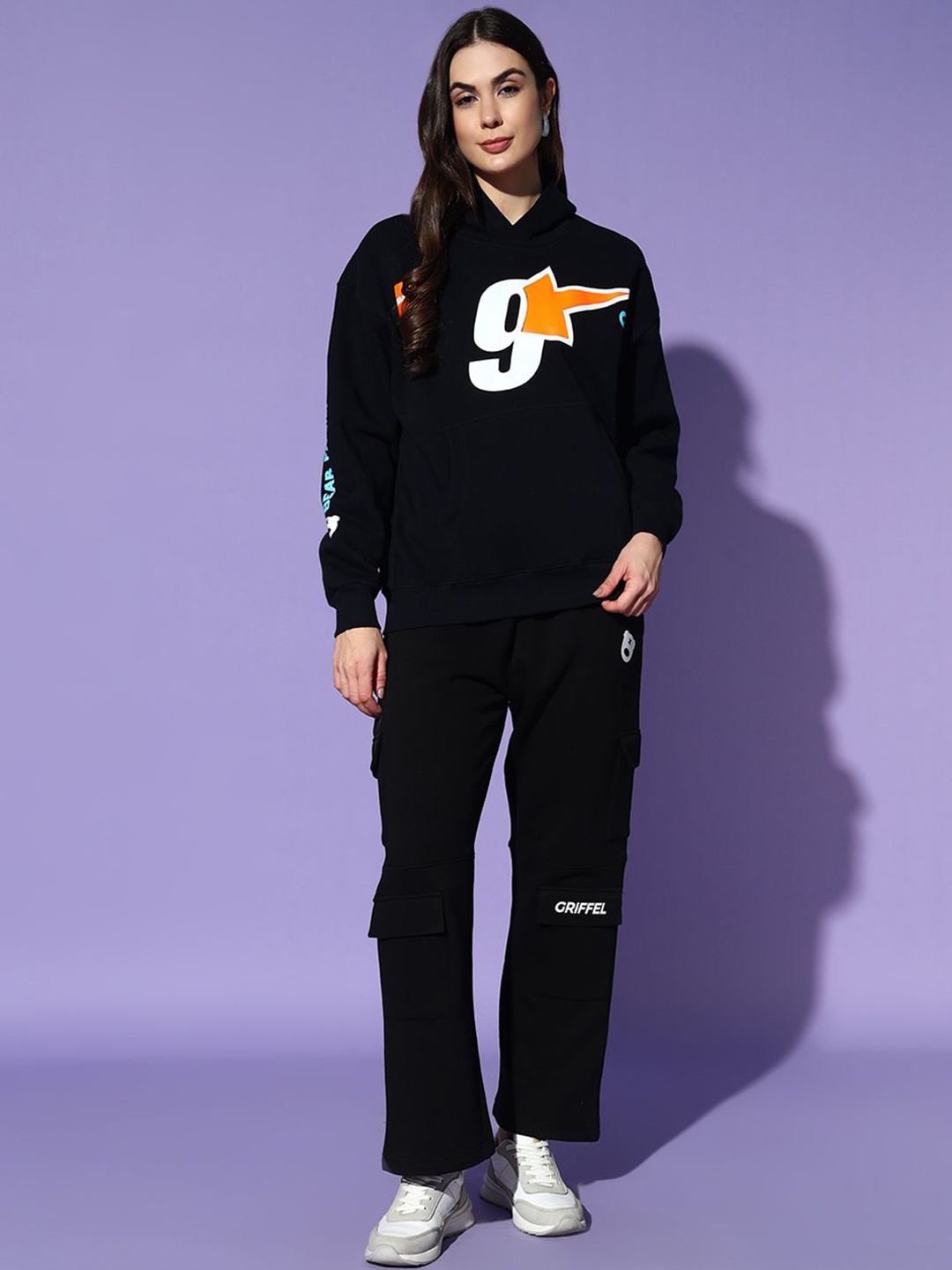 

GRIFFEL Women Printed Tracksuits, Black