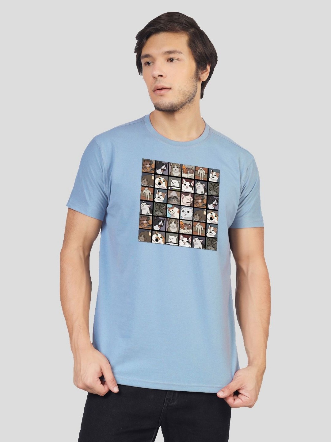 

Greylongg Men Typography Printed Pockets T-shirt, Blue