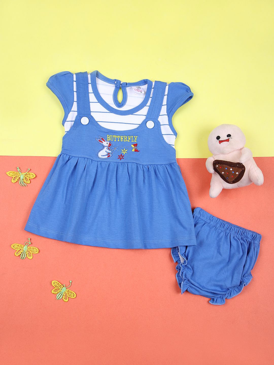 

V-Mart Girls Cotton Fit & Flare Dress, Blue