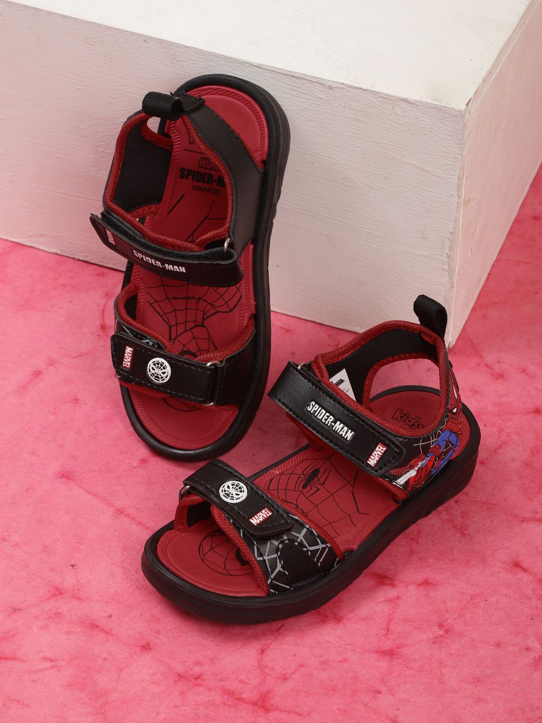 

Kids Ville Boys Spiderman Printed Sports Sandals, Black