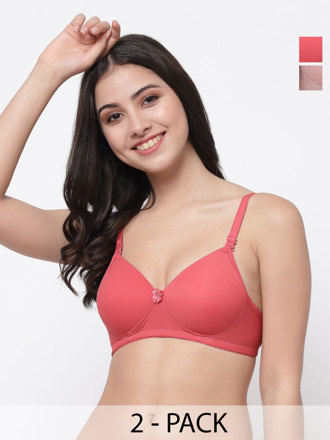 

College Girl Pack Of 2 Full Coverage Lightly Padded T-shirt Bra, Red